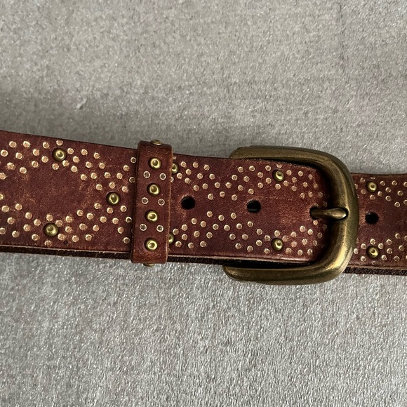 [Max40”]Fossil Mini studs men brown leather Belt - Picture 2 of 6